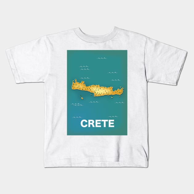 Crete map travel poster Kids T-Shirt by nickemporium1
